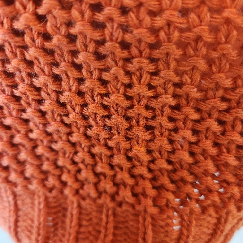 Burnt Orange Waffle Knit Turtleneck Sweater Size XL - Picture 5 of 8